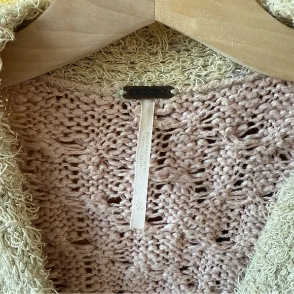 Free People Pink and Cream Button-Up Cardigan - Picture 3 of 5